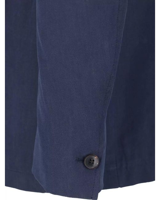 Paul Smith Blue Stand Collar Jacket Long Sleeves Single Vent for men