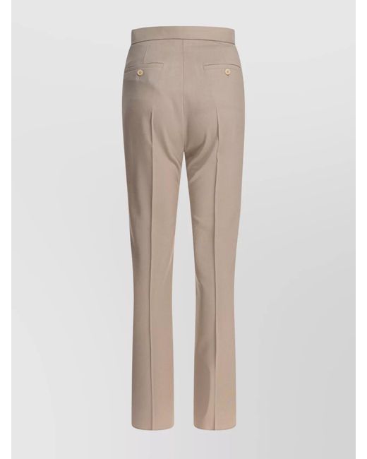 Max Mara Natural Wool Mohair Silk Straight-Leg Tailored Trousers