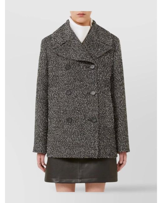 Sportmax Gray Wool-Blend Double-Breasted Jacket