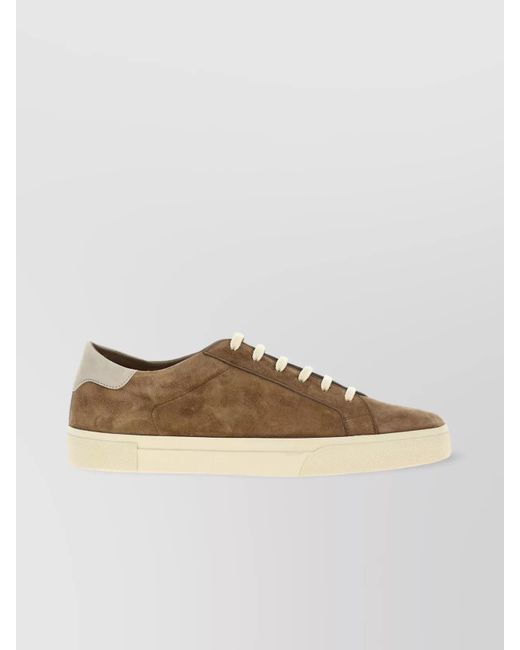 Brunello Cucinelli Natural Suede Low-Top Sneakers Rubber Sole for men