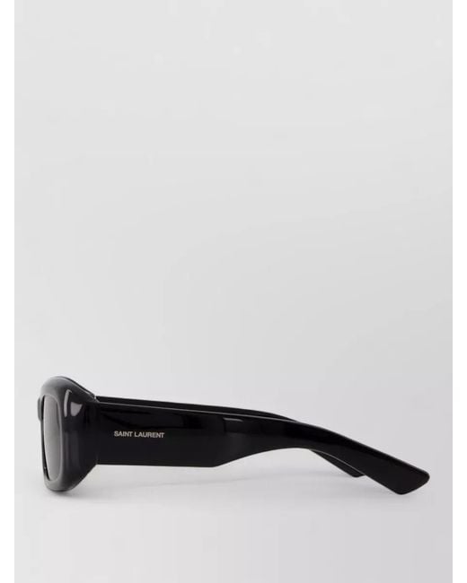 Saint Laurent Black Rectangular Acetate Sunglasses Dark Lenses