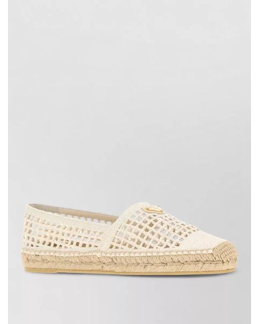Prada Natural Crochet Loafers Woven Detail Espadrille Sole
