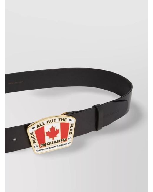 DSquared² Red Leather Logo Buckle Belt for men