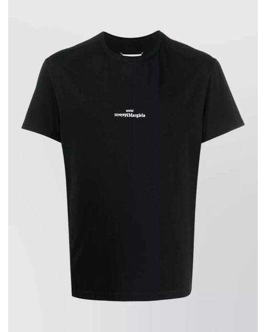 Maison Margiela Black Cotton Embroidered Short-Sleeve T-Shirt for men