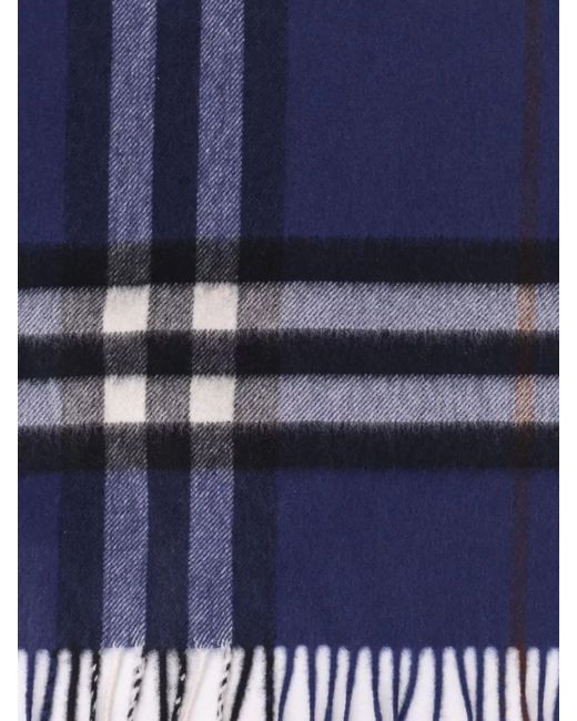 Burberry Blue Cashmere Check Scarf