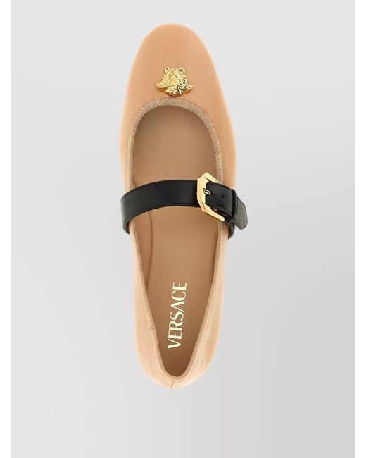 Versace Natural La Medusa Ballet Flats Buckle Detail