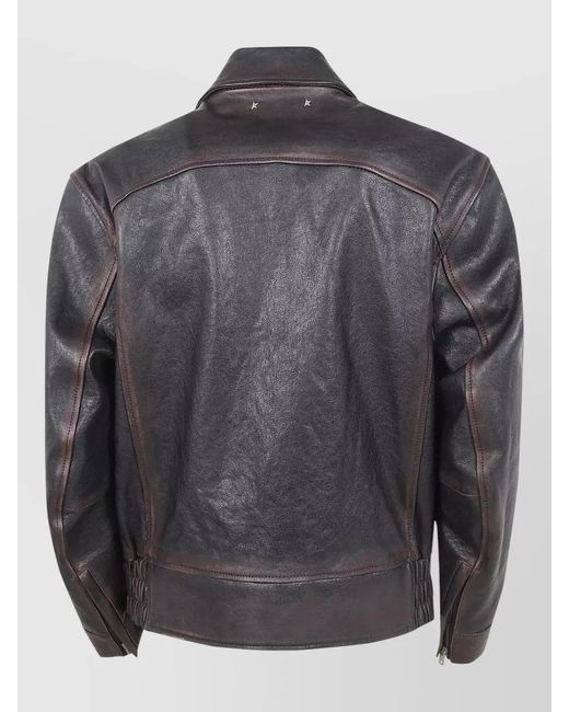 Golden Goose Deluxe Brand Gray Leather Bomber Jacket for men