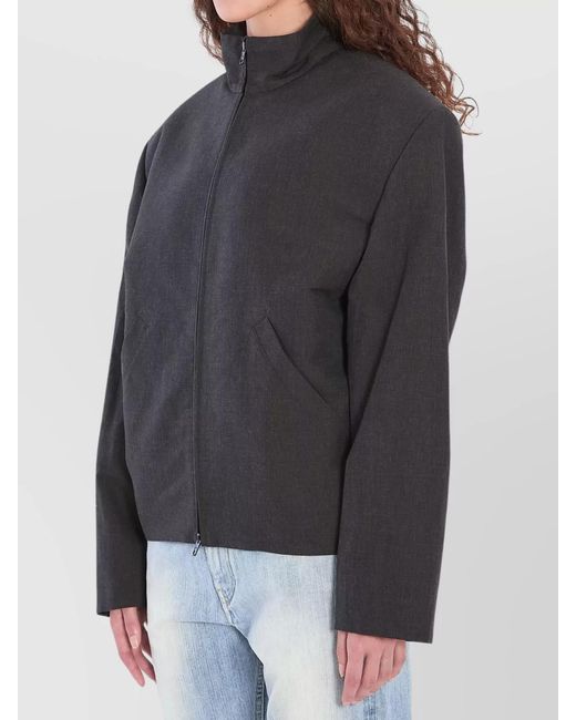 Balenciaga Black Linen Cotton Oversized Zip-Up Jacket