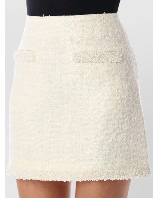 Self-Portrait White Bouclé Beaded Mini Skirt
