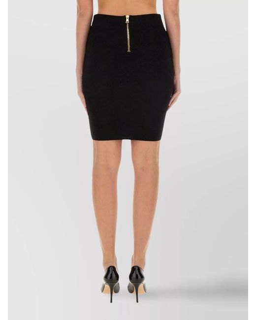 Balmain Black Checked Knit Pencil Skirt