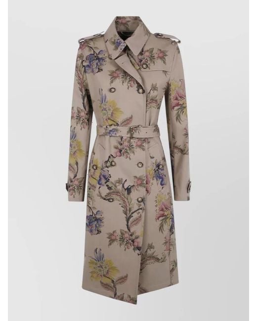 Etro Natural Printed Trench Coat