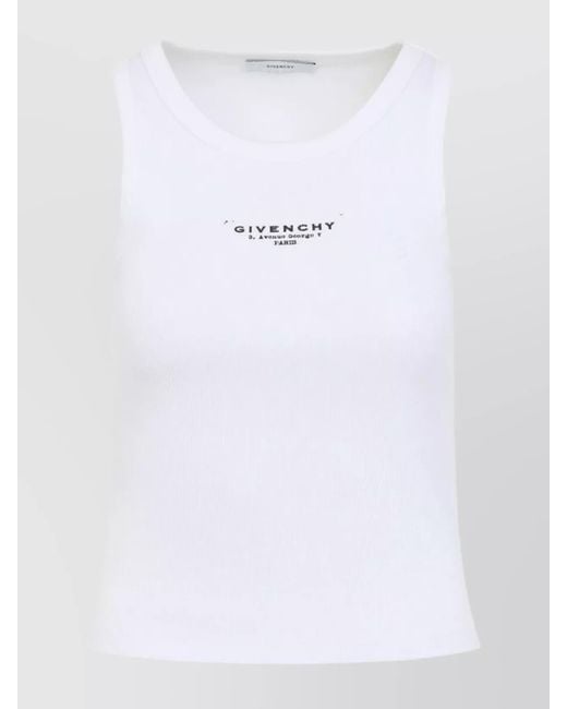 Givenchy White Ribbed Slim-Fit Logo-Print Tank Top
