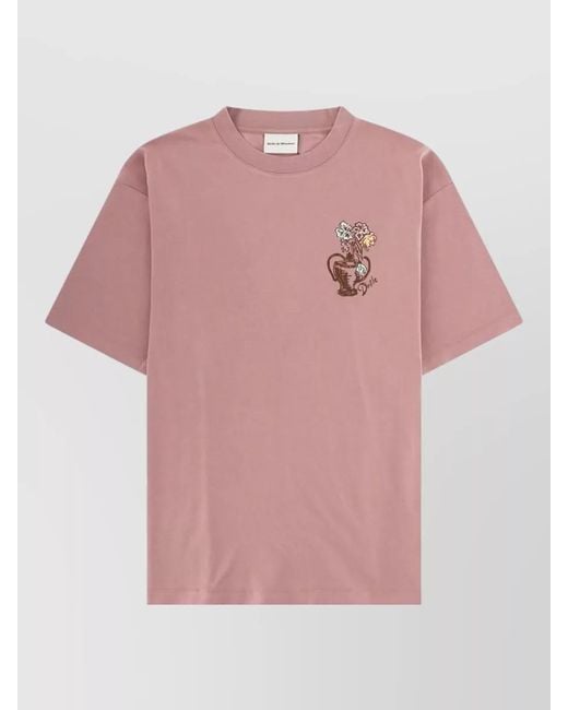 Drole de Monsieur Pink T Shirt Havana Vase Graphic Crew Neck for men