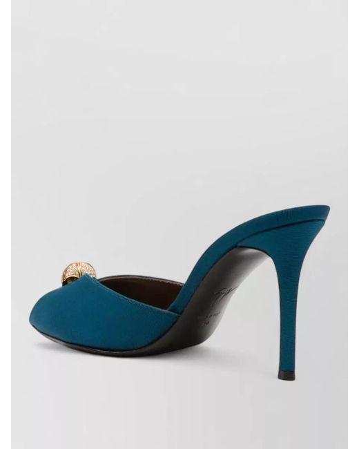 Giuseppe Zanotti Blue Intriigo Leather Mules Peep Toe Stiletto