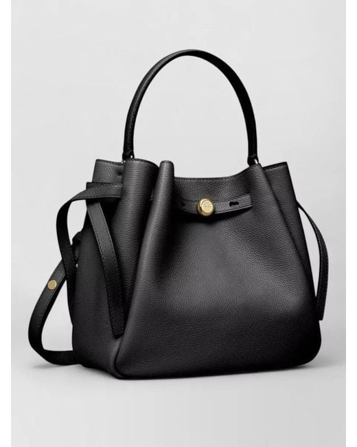 Tory Burch Black Romy Leather Bucket Bag