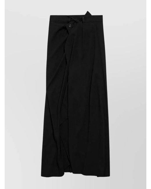Balenciaga Black Draped Midi Wrap Skirt