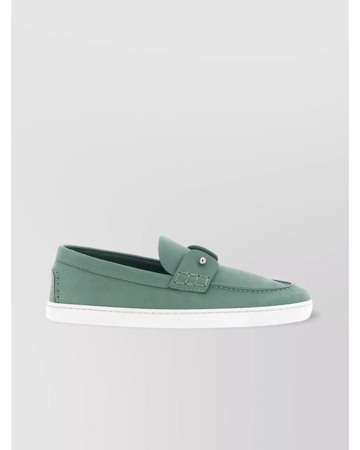Christian Louboutin Green Boat Round Toe Loafers With Metal Hardware for men