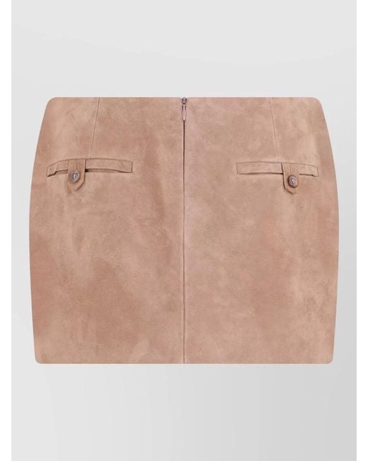 Magda Butrym Natural Suede Mini Skirt Draped Flower Detail