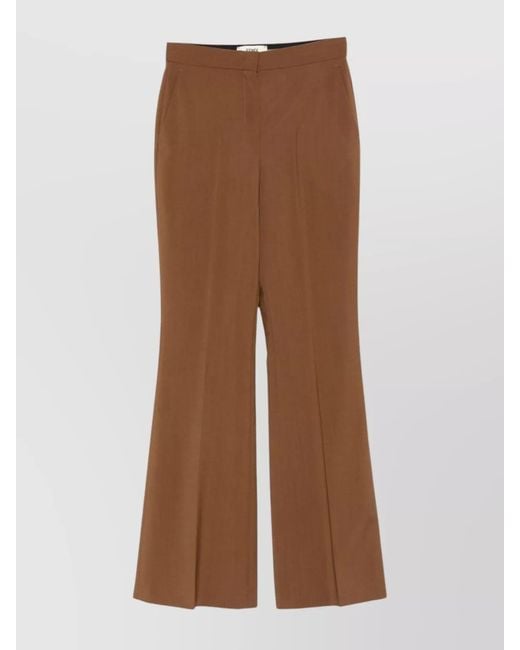 Fendi Brown Wool Mohair High-Rise Flared Trousers