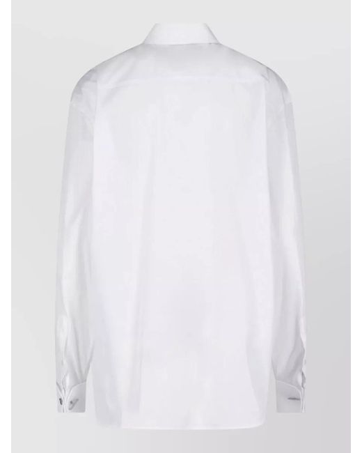 Dondup White Regular Fit Shirt Collar Cuff Detail Long Sleeves
