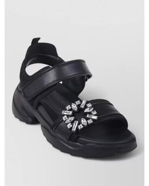 Roger Vivier Black Strass Sandal Chunky Sole Open Toe