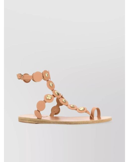 Ancient Greek Sandals Pink Leather Thong Sandals