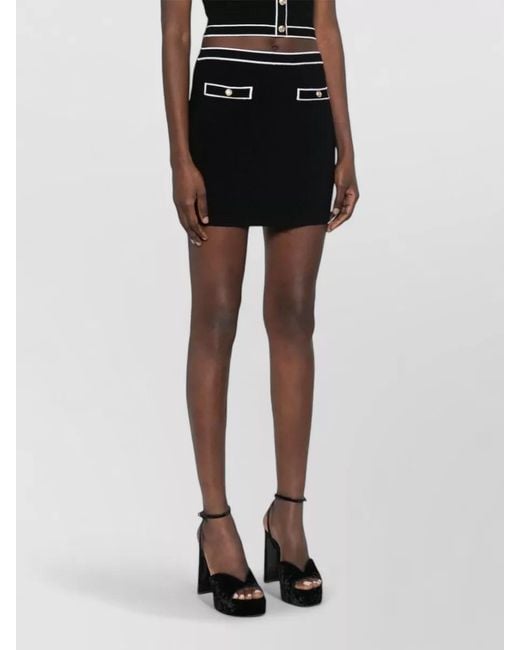 Alice + Olivia Black High Waist Mini Skirt Buttons