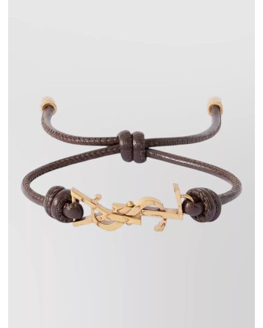 Saint Laurent Natural Leather Cord Bracelet Knot Detail Hardware for men