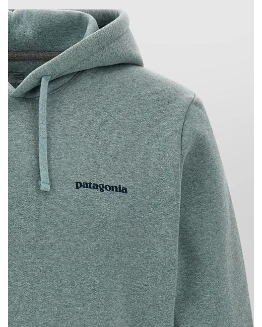 Patagonia Green Logo Hoodie Kangaroo Pocket Ribbed Cuffs for men