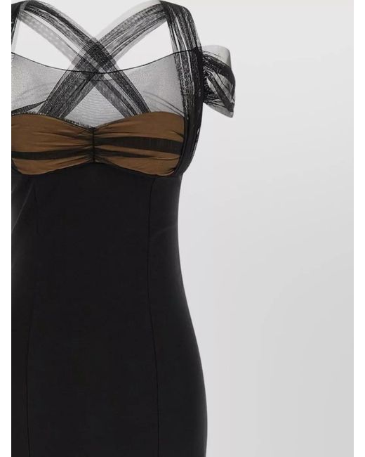 Nensi Dojaka Black Draped Padded Cup Maxi Gown