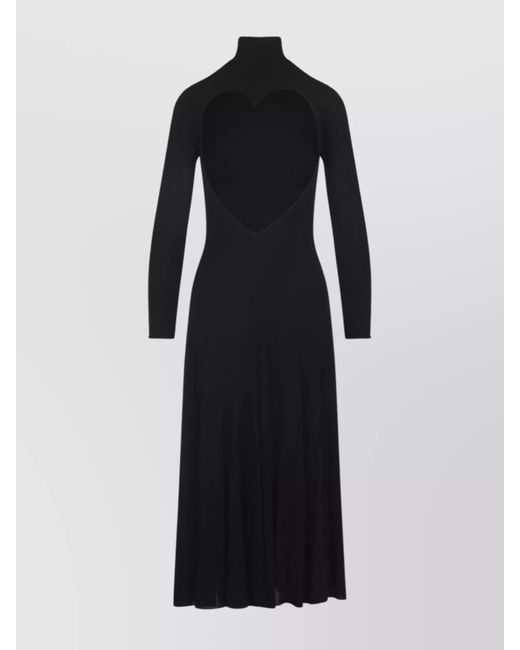 Alaïa Black Viscose High-Neck Long-Sleeve Cutout Midi Dress