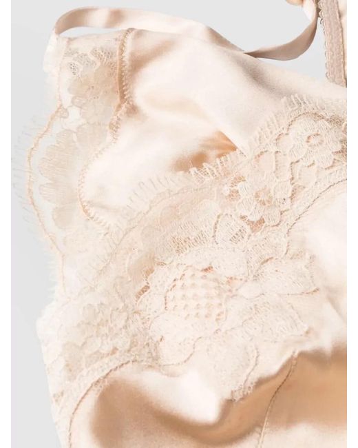 Dolce & Gabbana Natural Silk Satin Lace Soft-Cup Bra