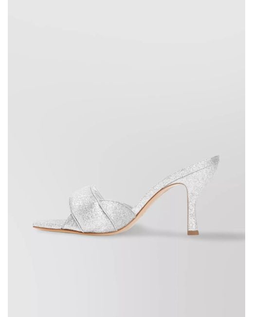 Gia Borghini White Glitter Leather Sandals