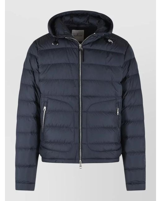 Moncler Blue Polyester Short 'Sestriere' Hooded Down Jacket for men