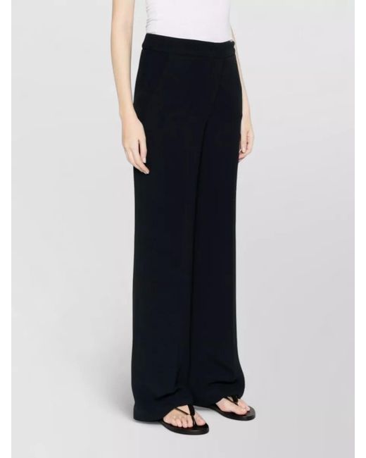Via Masini 80 Blue High Waist Trousers Belt Loops Wide Leg