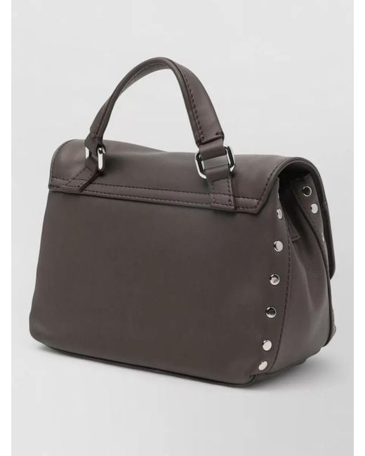 Zanellato Gray Postina Saeta Baby Leather Crossbody Bag
