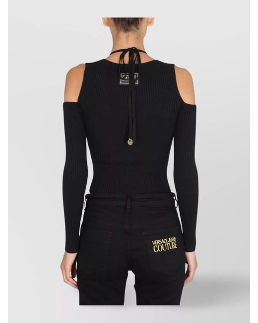 Versace Jeans Couture Black Off-Shoulder Sweatshirt