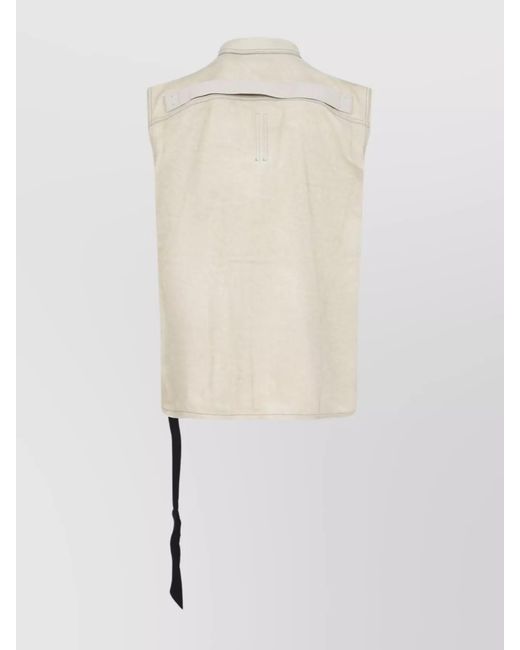 Rick Owens Blue Denim Sleeveless Shirt Jacket for men