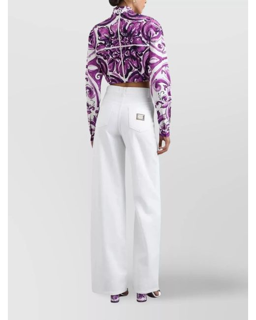 Dolce & Gabbana White Cotton Wide-Leg Trousers