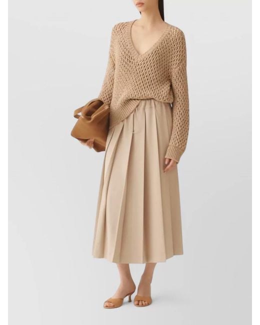 Fabiana Filippi Natural V-Neck Long-Sleeve Sweater