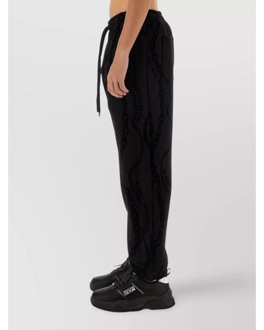 Versace Jeans Couture Black Printed Cotton Track Pants for men