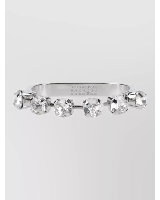 MM6 by Maison Margiela Metallic Gemstone Accents Square Band Ring