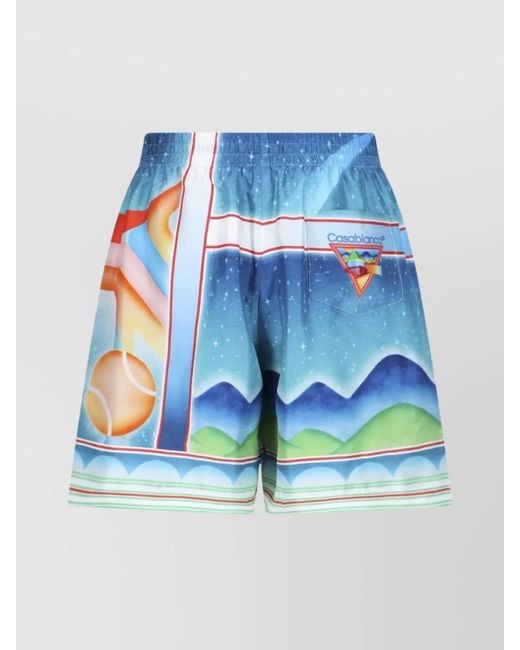 Casablanca Blue Silk Straight-Leg Track Pants for men