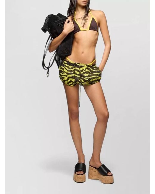 The Attico Multicolor High Cut Zebra Print Beach Shorts