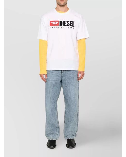 DIESEL White Cotton Jersey Relaxed-Fit Logo-Embroidered T-Boxt-Div T-Shirt for men