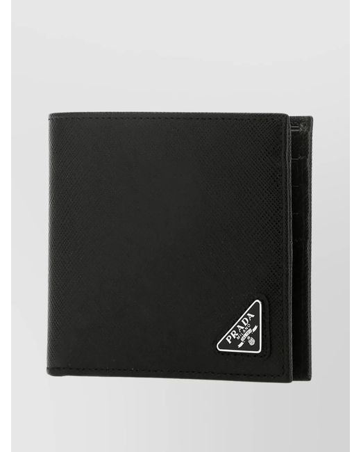 Prada Black Leather Bi-Fold Wallet for men