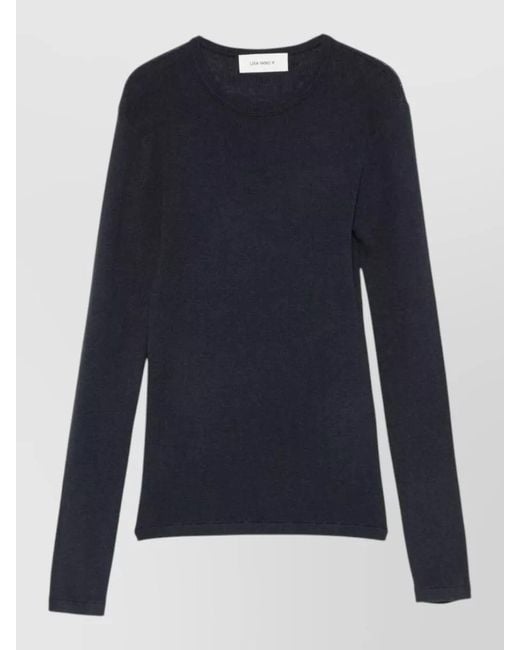 Lisa Yang Blue Cashmere Fine-Knit Long-Sleeve Jumper