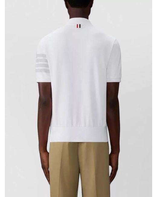 Thom Browne White Cotton Piqué Polo Shirt for men