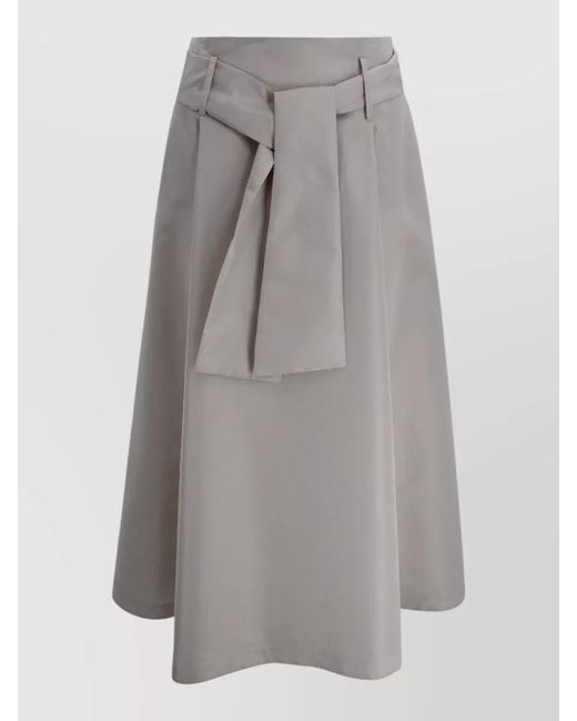 D.exterior Gray Long Taffeta Skirt High Waist Sash