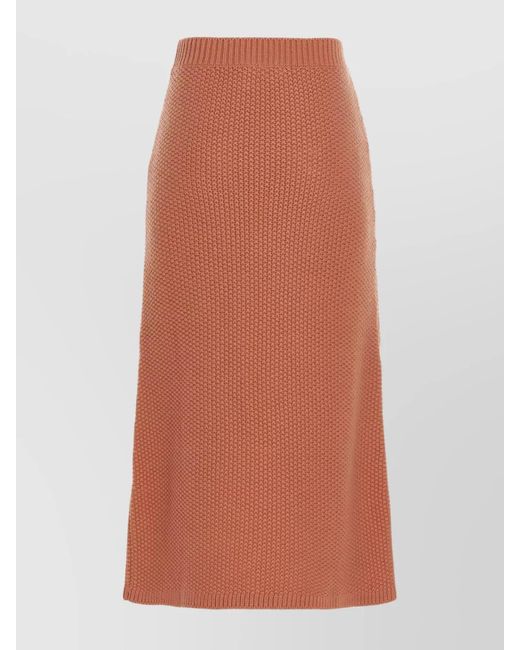 Chloé Brown Cashmere Knit Long Skirt